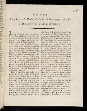 1r-1v, Copie d´une Lettre de Paris, datée ...