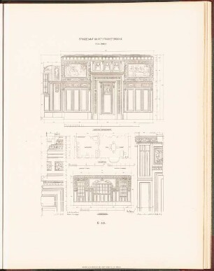 Standesamt an der Fischerbrücke, Berlin: Grundriss, Innenansichten, Details Trauzimmer (aus: Neubauten der Stadt Berlin, Bd. IV, 1905)