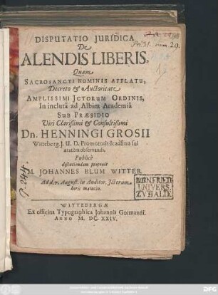 Disputatio Iuridica De Alendis Liberis