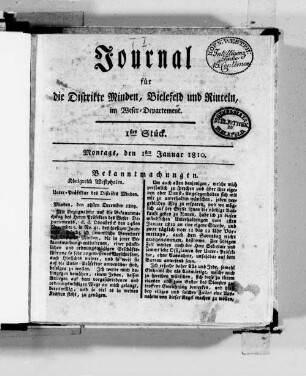 Journal der Districte Minden, Bielefeld und Rinteln im Weser-Department
