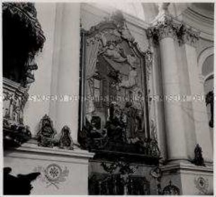 Oberaudorf, Kloster Reisach, Reliefplastik "Altar der heiligen Anna" von Johann Baptist Straub