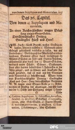 Das 26. Capitel. Von denen Suppliquen und Memorialien.