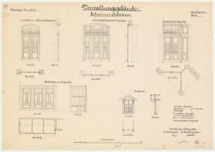 Verwaltungsgebäude; Details Türen und Treppenhaus