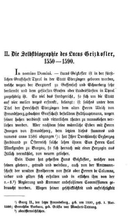 II. Die Selbstbiographie des Lucas Geizkofler, 1550-1590.