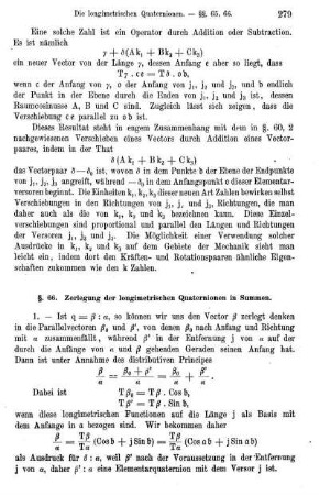 § 66. Zerlegung der Longiquaterionen in Summen.