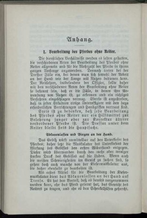 1. Bearbeitung des Pferdes ohne Reiter