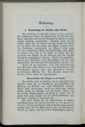 1. Bearbeitung des Pferdes ohne Reiter