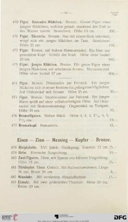 Eisen – Zinn – Messing – Kupfer – Bronze (Nr. 478-542)