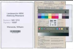 Entnazifizierung Wilhelm Wienands , geb. 21.07.1904 (Postschaffner)