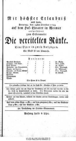 Die vereitelten Ränke