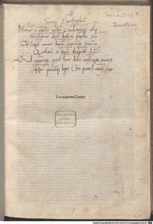 Comoediae : mit Kommentar von Aelius Donatus und Johannes Calphurnius (zu Heauton Timorumenos)