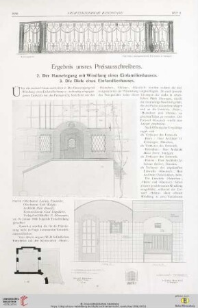 22: Ergebnis unsres Preisausschreibens, [2], Der Hauseingang mit Windfang eines Einfamilienhauses