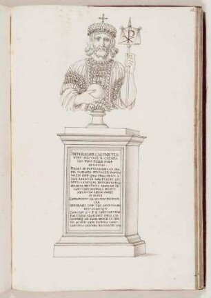 Bildnisbüste des byzantinischen Kaisers Michael V., in: Series continuata omnium Imperatorum [...], Bd. 3, Bl. 66