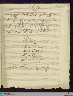 Partitas - Don Mus.Ms. 2062 : winds; F; Hob II: F7