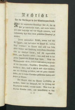 Nachricht an die Anfänger in der Wundarzneykunst