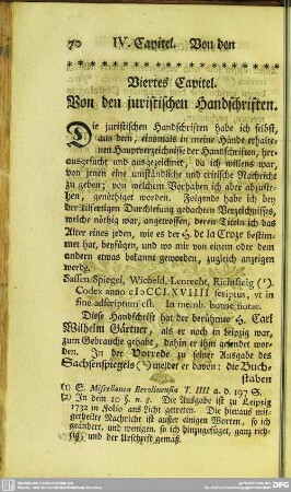 Viertes Capitel. Von den juristischen Handschriften