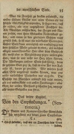 Das dritte Kapitel. Von den Empfindungen (Sentiments)