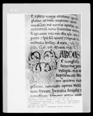 Lectionarium Sanctorum — Initiale M (arcus), Folio 506 verso