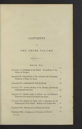 Contents of the third volume.