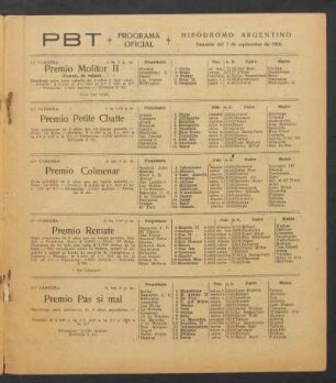 Hipódromo Argentino - Programa oficial