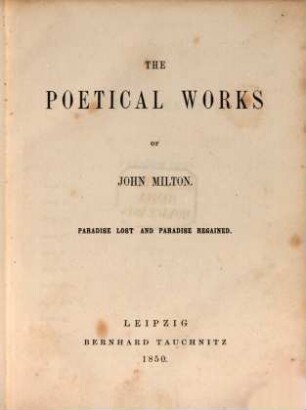 The poetical works of John Milton : Paradise lost and Paradise regained