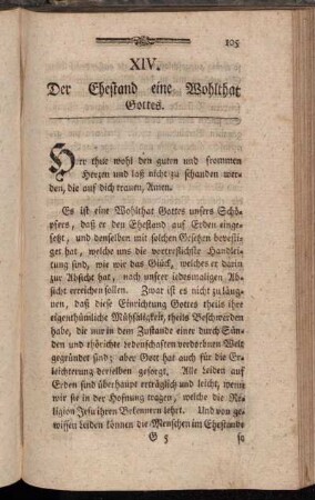 XIV. Der Ehestand eine Wohltat Gottes.