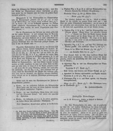 Zoologische Bemerkungen / von J[ohann] G[eorg] Büttner, Pastor zu Schleck in Curland. - März 1837