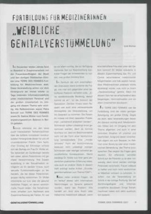 Fortbildung für MedizinerInnen : Weibliche Genitalverstümmelung