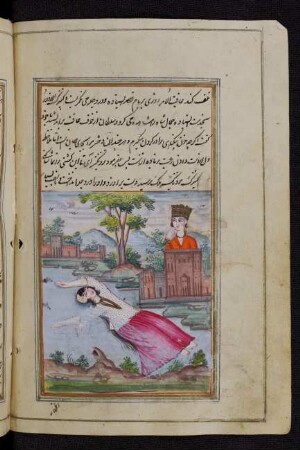 Illustration: Der Herrscher von Baġdād stößt seine Lieblingssklavin in den Tigris