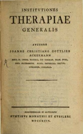 Institvtiones Therapiae Generalis