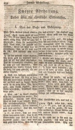 Zweyte Abtheilung. Lieder über die christliche Sittenlehre.