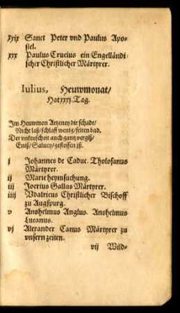 Iulius, Heuwmonat/ Hat xxxi. Tag.