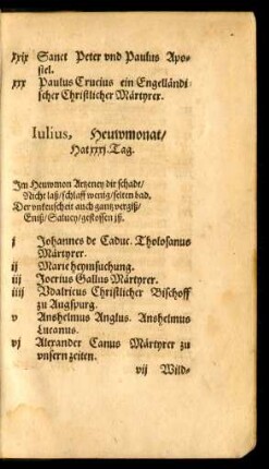 Iulius, Heuwmonat/ Hat xxxi. Tag.