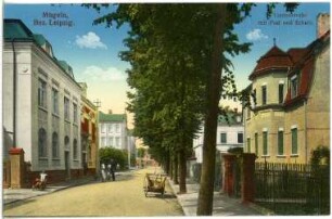 Mügeln. Lindenstraße mit Post und Schule