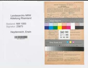 Entnazifizierung Erwin Heydenreich, geb. 20.10.1906 (Angest.)