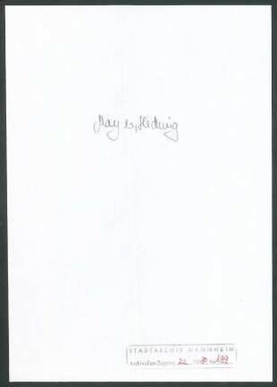 Mayer, Hedwig, Mannheim, Schriftwechsel mit Wichert