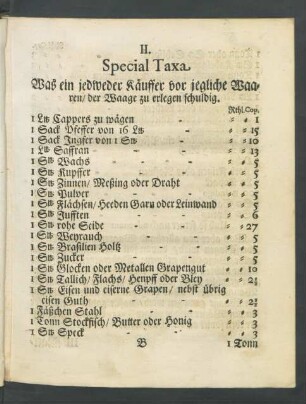 II. Special Taxa