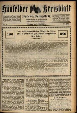 Ausgabe vom Dienstag, den 06. April 1926.