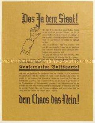 Aufruf der Konservativen Volkspartei zur Reichstagswahl 1930