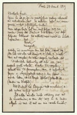 Brief von Jacob Grimm an Dieterichsche Buchhandlung, Göttingen