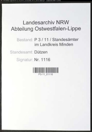 Sterberegister Standesamt Dützen