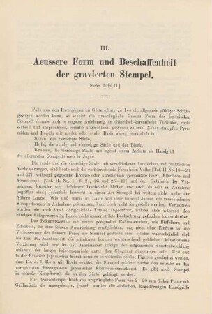 III. Aeussere Form und Beschaffenheit der gravierten Stempel