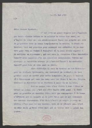 Brief an Constanza Sgambati : 27.05.1914