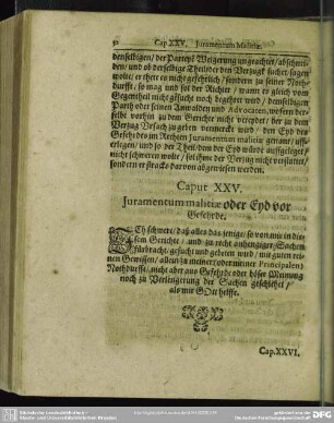Caput XXV. Iuramentum oder Eyd vor Gefehrde