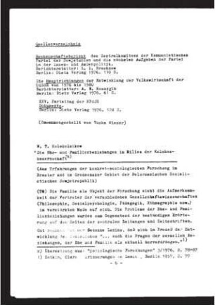 Die Ehe- und Familienbeziehungen im Milieu der Kolchosbauernschaft