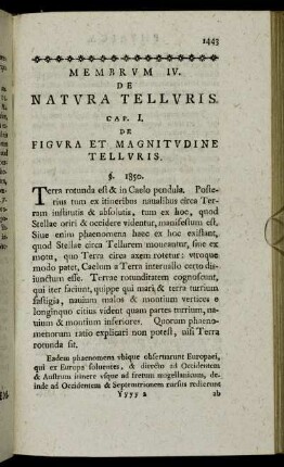 Membrum IV. De Natura Telluris