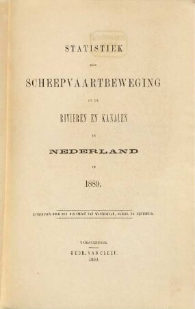 Statistiek der scheepvaartbeweging op de rivieren en kanalen in Nederland. 1889 (1890)
