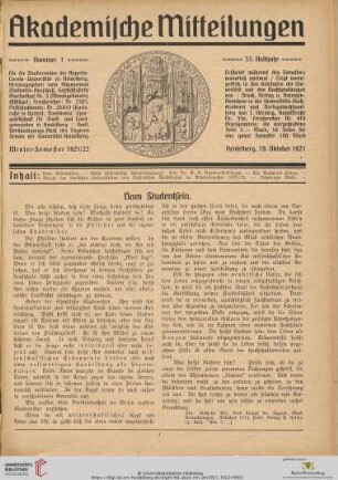 Nummer 1 (19. Oktober 1921)