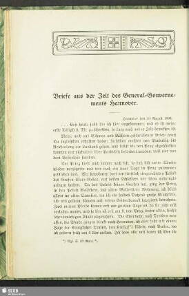 Briefe aus der Zeit des General-Gouvernements Hannover
