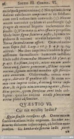 QUAESTIO VI. Cur nix oculos laedat?